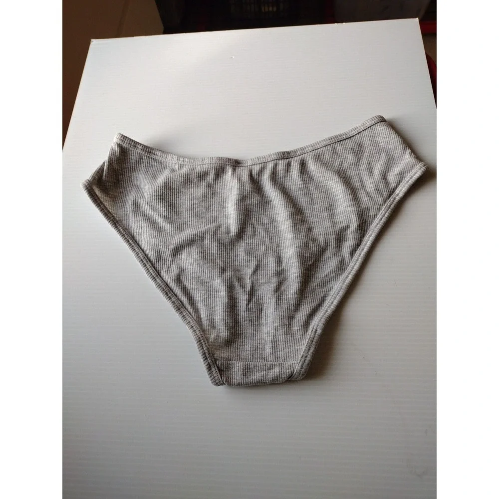 Jenni‎ Women's Large Ribbed Knit  Thong Panty Underwear, Gray Heather